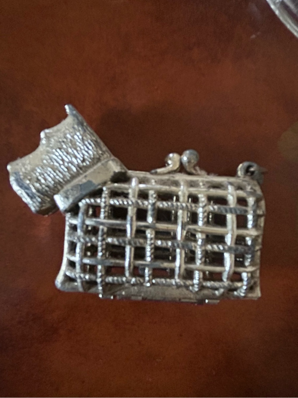 Silver Terrier Dog Coin Holder Purse Accessory or Display Piece